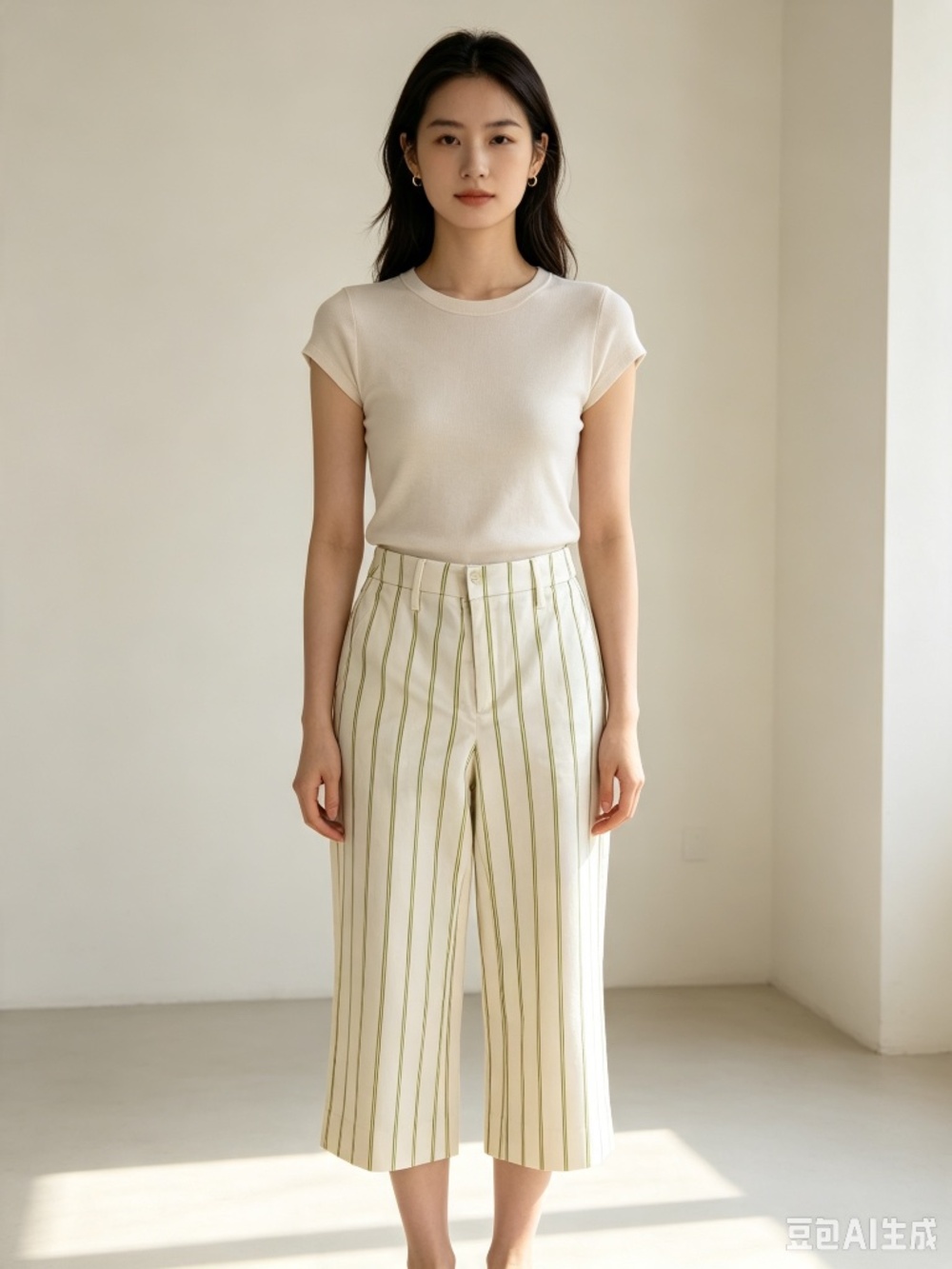 Banana Republic High Rise Wide Leg Crop Pants 0S NWT Striped - Picture 1 of 8